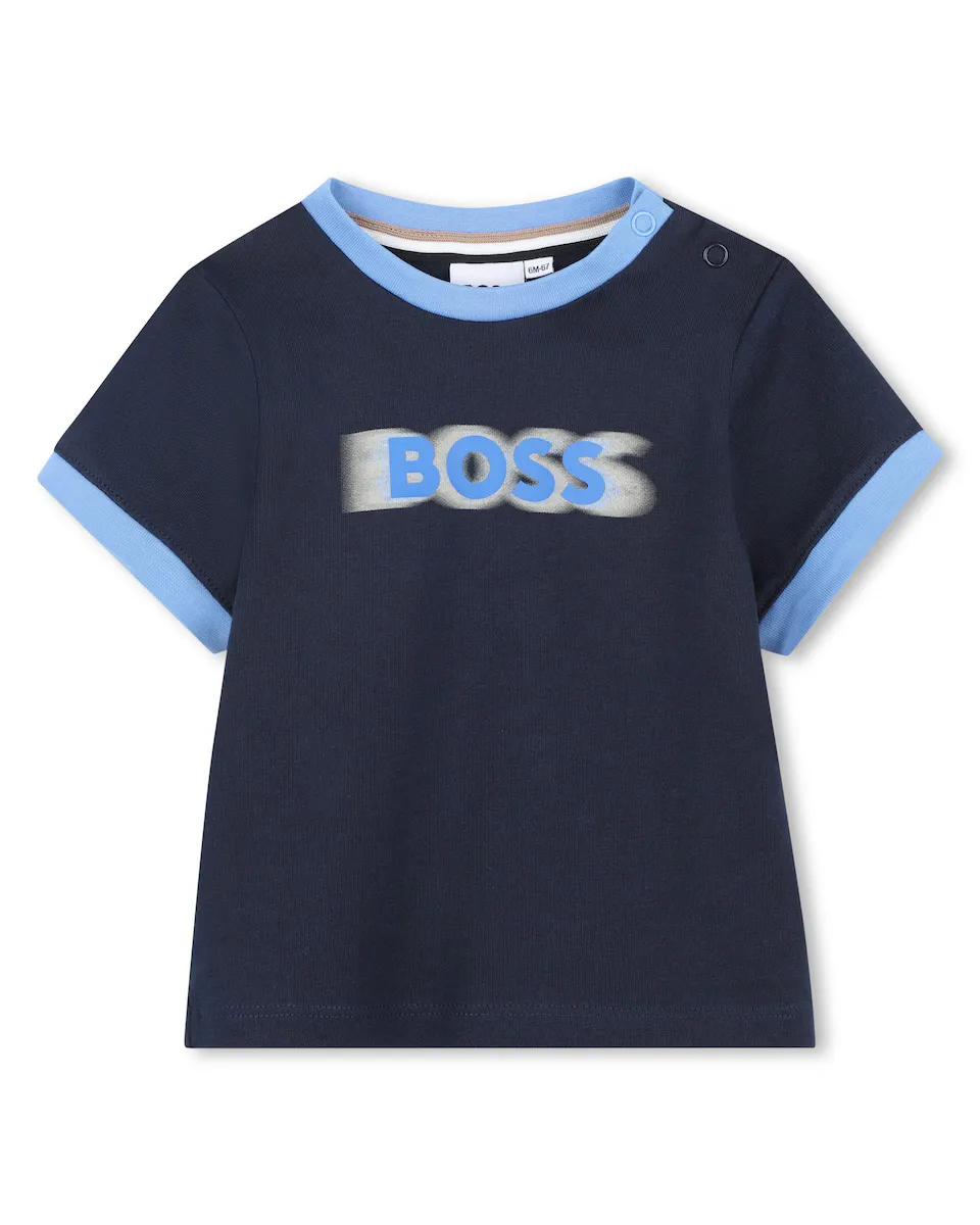 

Футболка для мальчика из черного хлопка BOSS Kidswear, чёрный