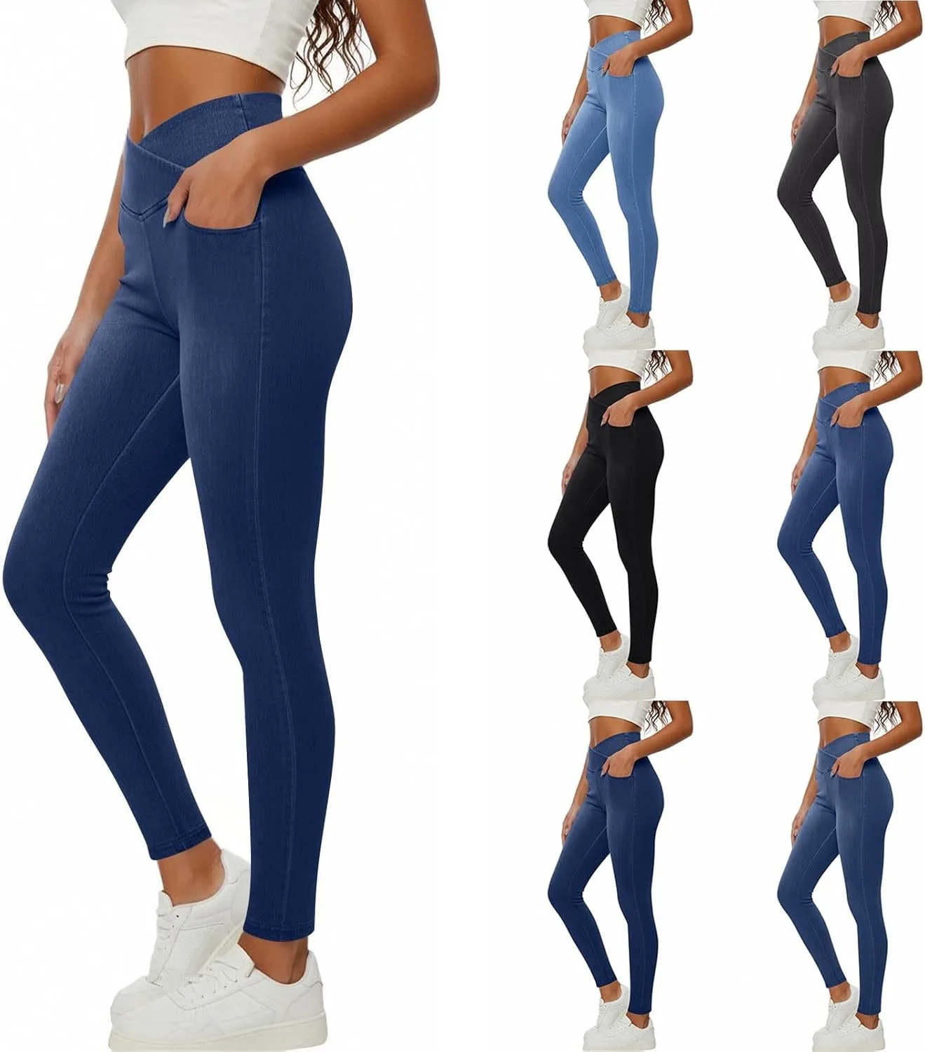 

Джинсы для женщин Casual с высокой посадкой и карманами