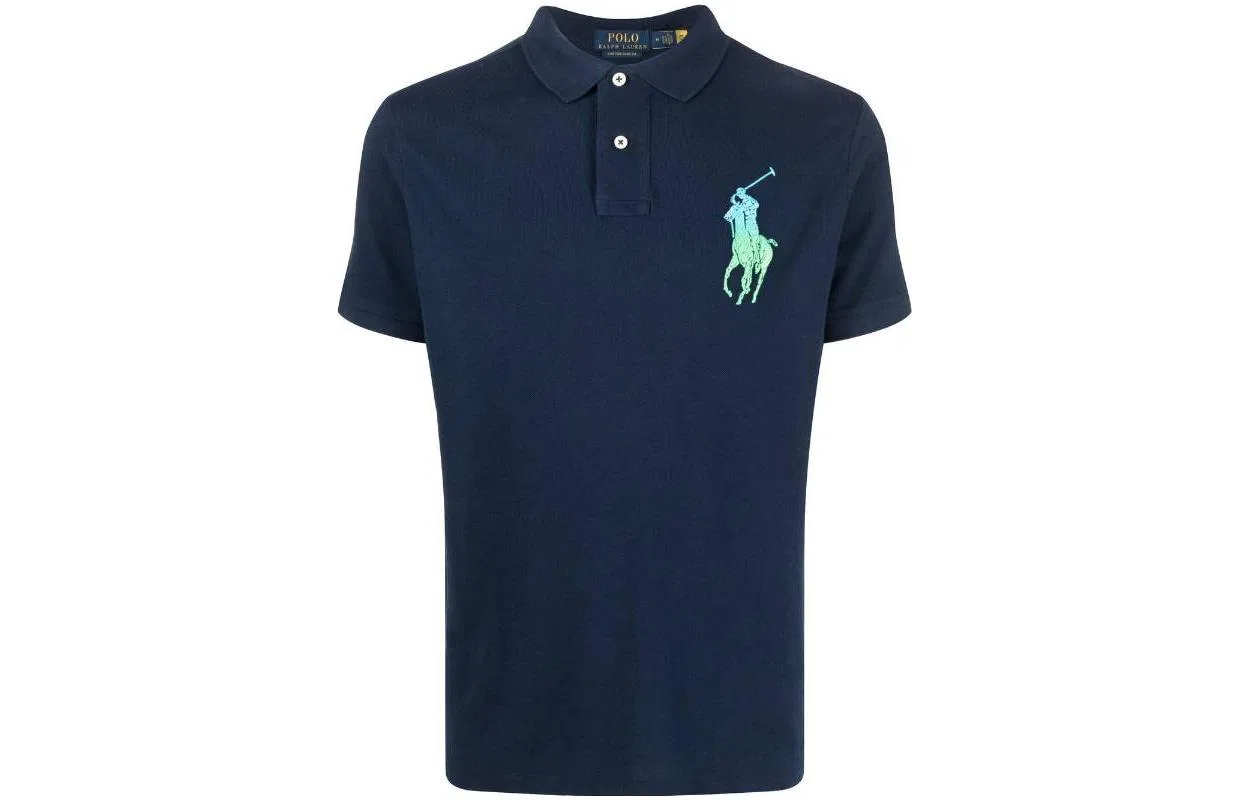 Поло с вышитым логотипом Polo Ralph Lauren темно-синий