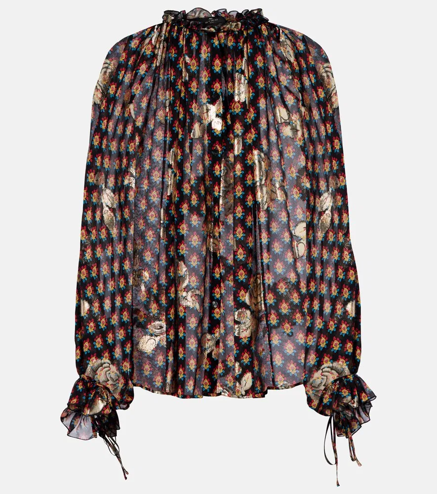 Блузка из смесовой ткани шелка Etro, черный