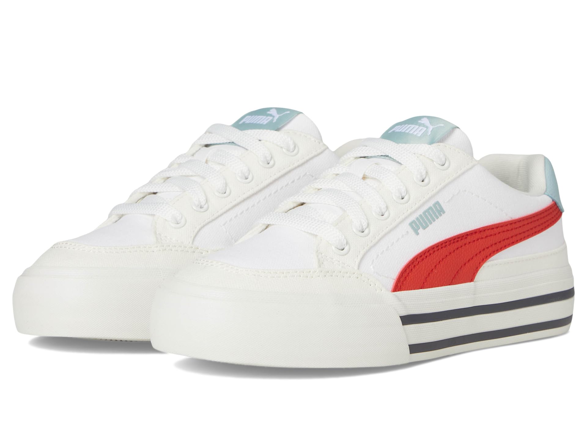 

Кроссовки PUMA Kids Court Classic Vulc, Puma White/Red Fire/Vapor Gray