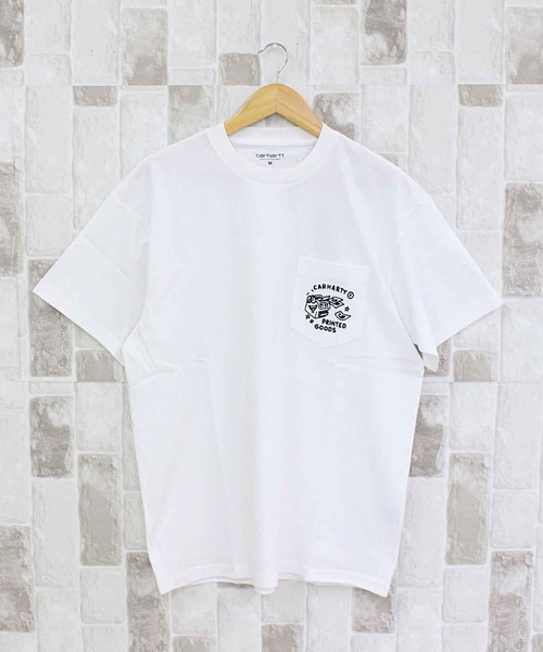 

Футболка с карманом, весна-лето Carhartt, белый/черный