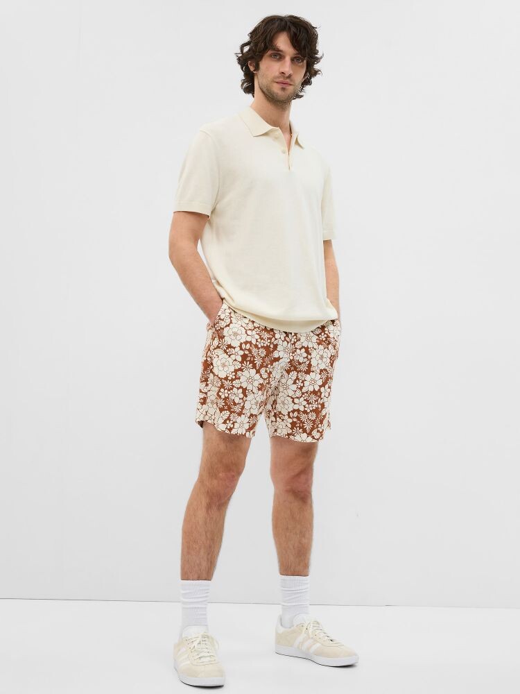 

Льняные шорты с цветами Gap, бежевый