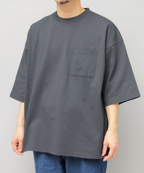 

Футболка из американского хлопка, свободного кроя, с карманом и рукавом 5/4 Goodwear, синий