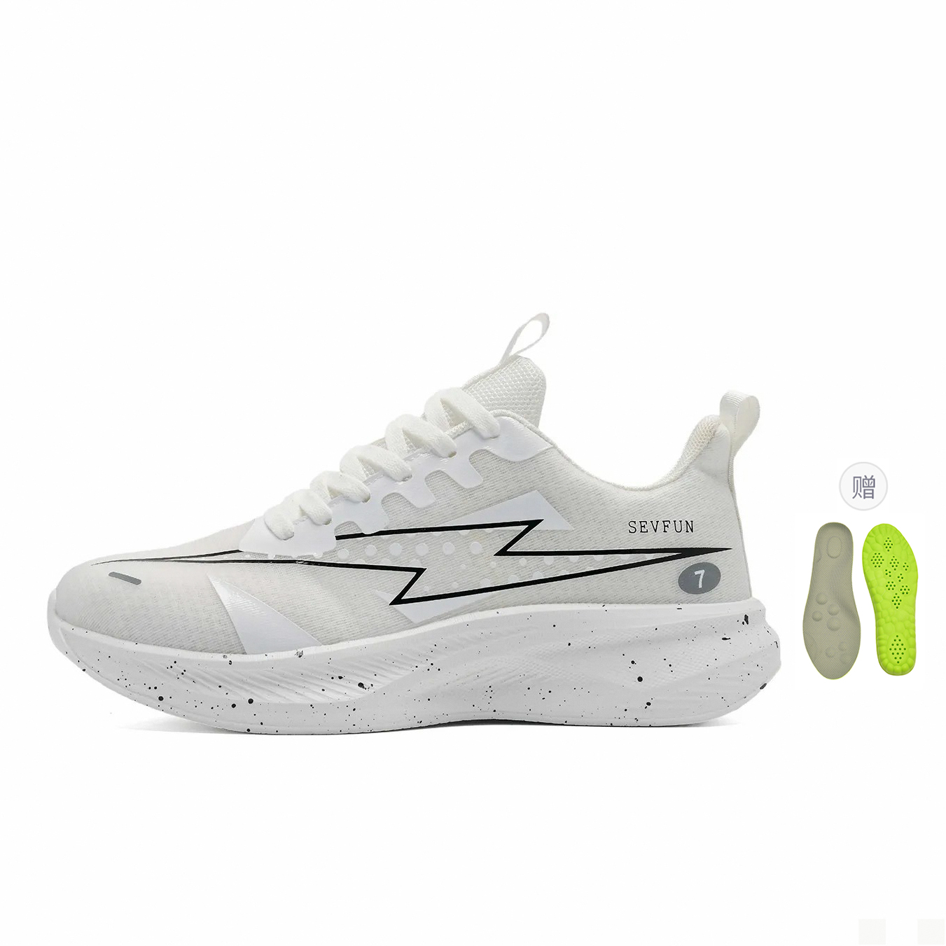 

7 SEVFUN Унисекс кроссовки низкие черно-белые с латексной воздушной подушкой, цвет White[Includes Latex Air Cushion Version]