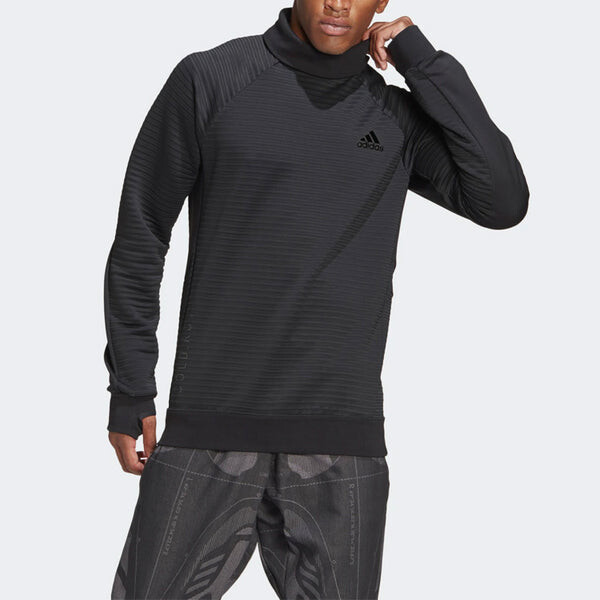 Толстовка sports stay warm stand collar black Adidas, черный — фото 3
