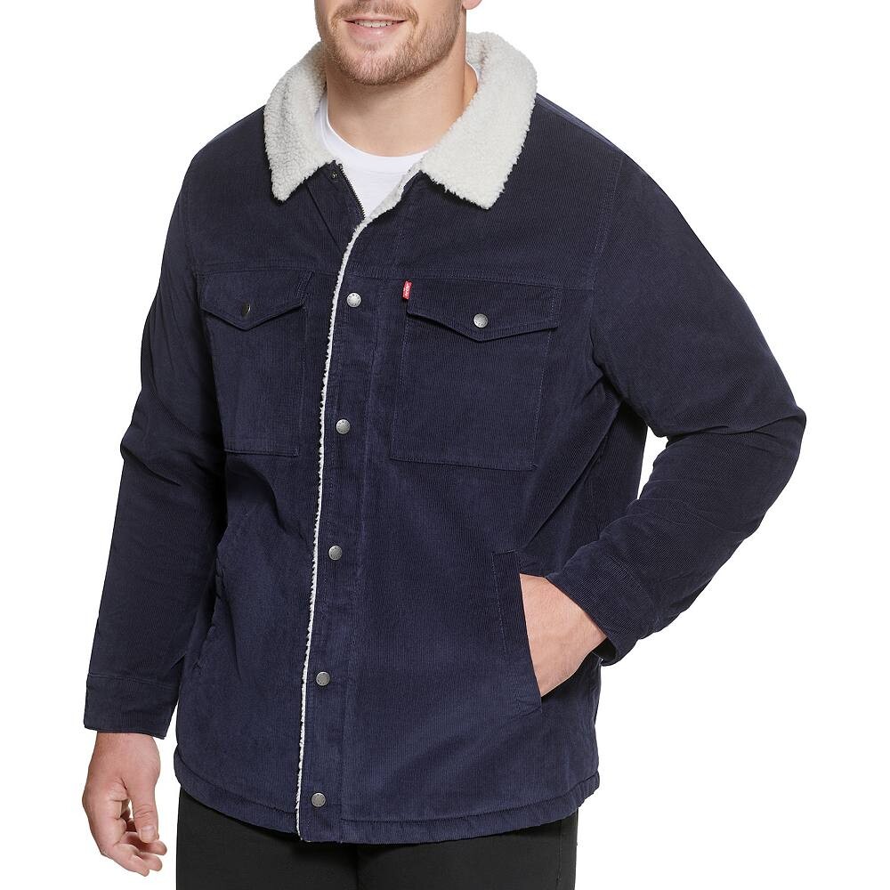 

Классическая вельветовая куртка на подкладке из шерпы Big & Tall Levi's, темно-синий