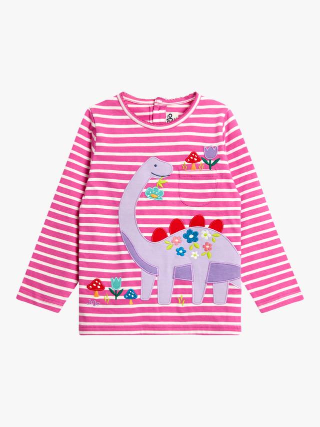

Детский топ с аппликацией динозавра в полоску JoJo Maman Bébé, Fuchsia