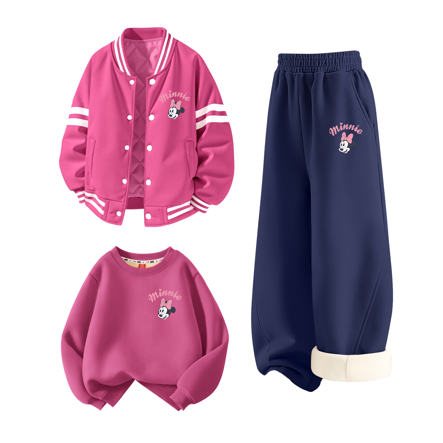 Детский спортивный комплект Casual Sportswear из 3 предметов Disney, розовый/черный/красный — фото 3