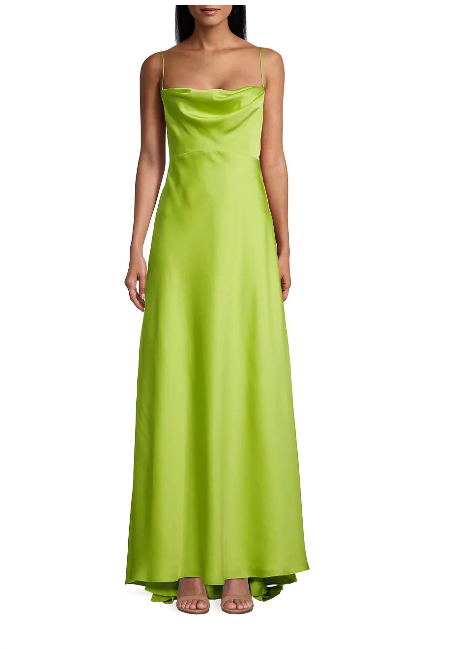 

Платье Emerie Satin Strappy Gown в цвете Charmeuse Green Fame And Partners