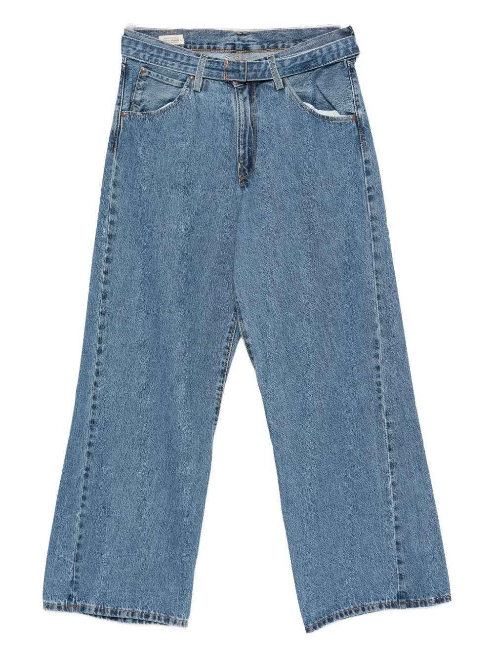 

Джинсы из денима с поясом и пятью карманами Levi's, синий