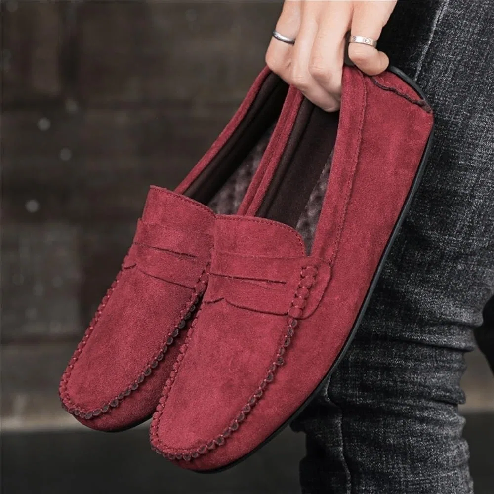 Лоферы мужские из кожи с замшевым верхом, Red DHFIRUFSHLO — фото 2