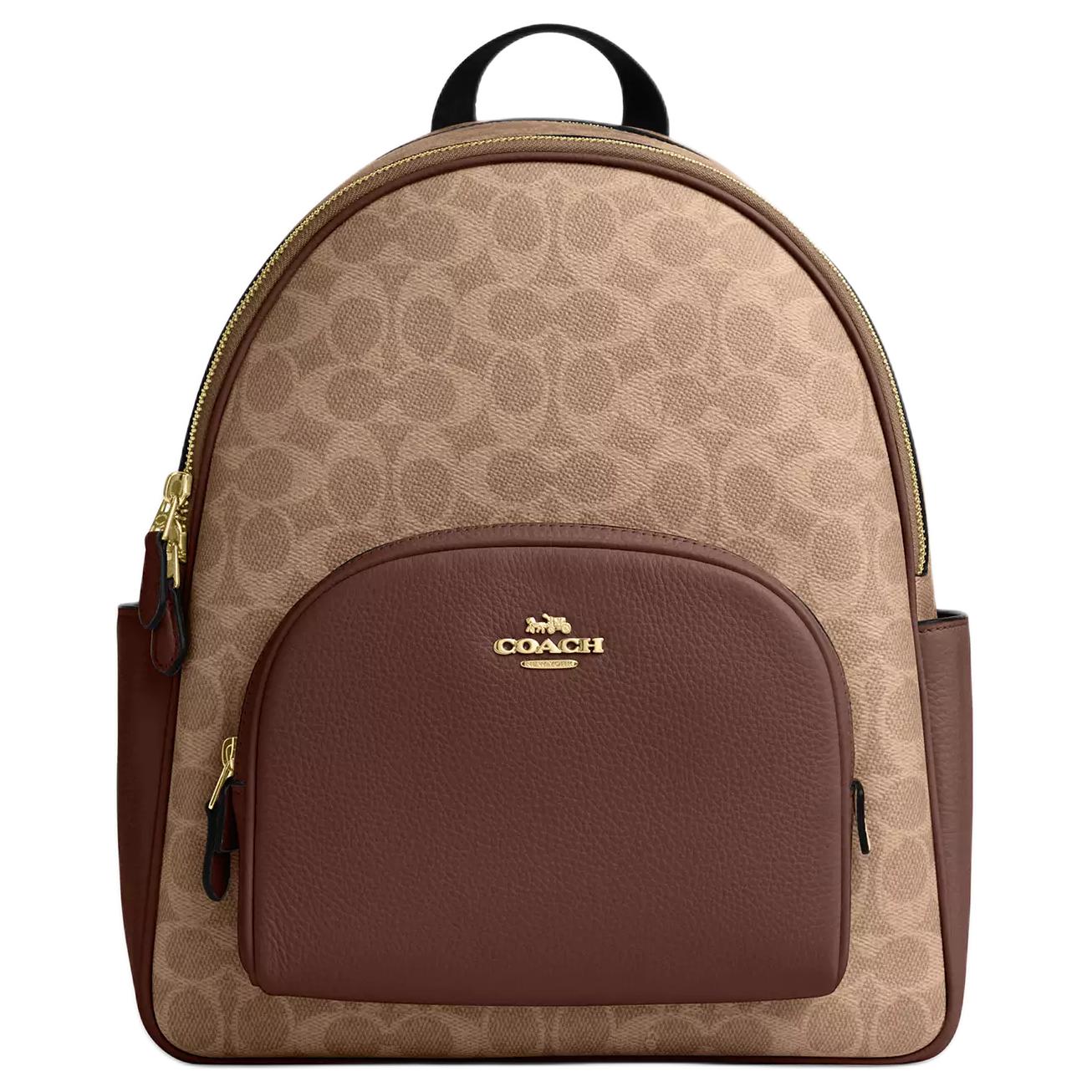 

COACH Кожаный рюкзак женский большой коричневый желтый