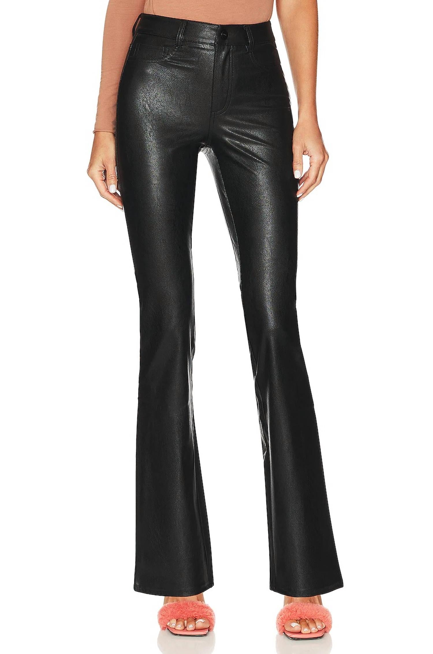 

Джинсы High Rise Faux Leather Manhattan Boot In Black Paige