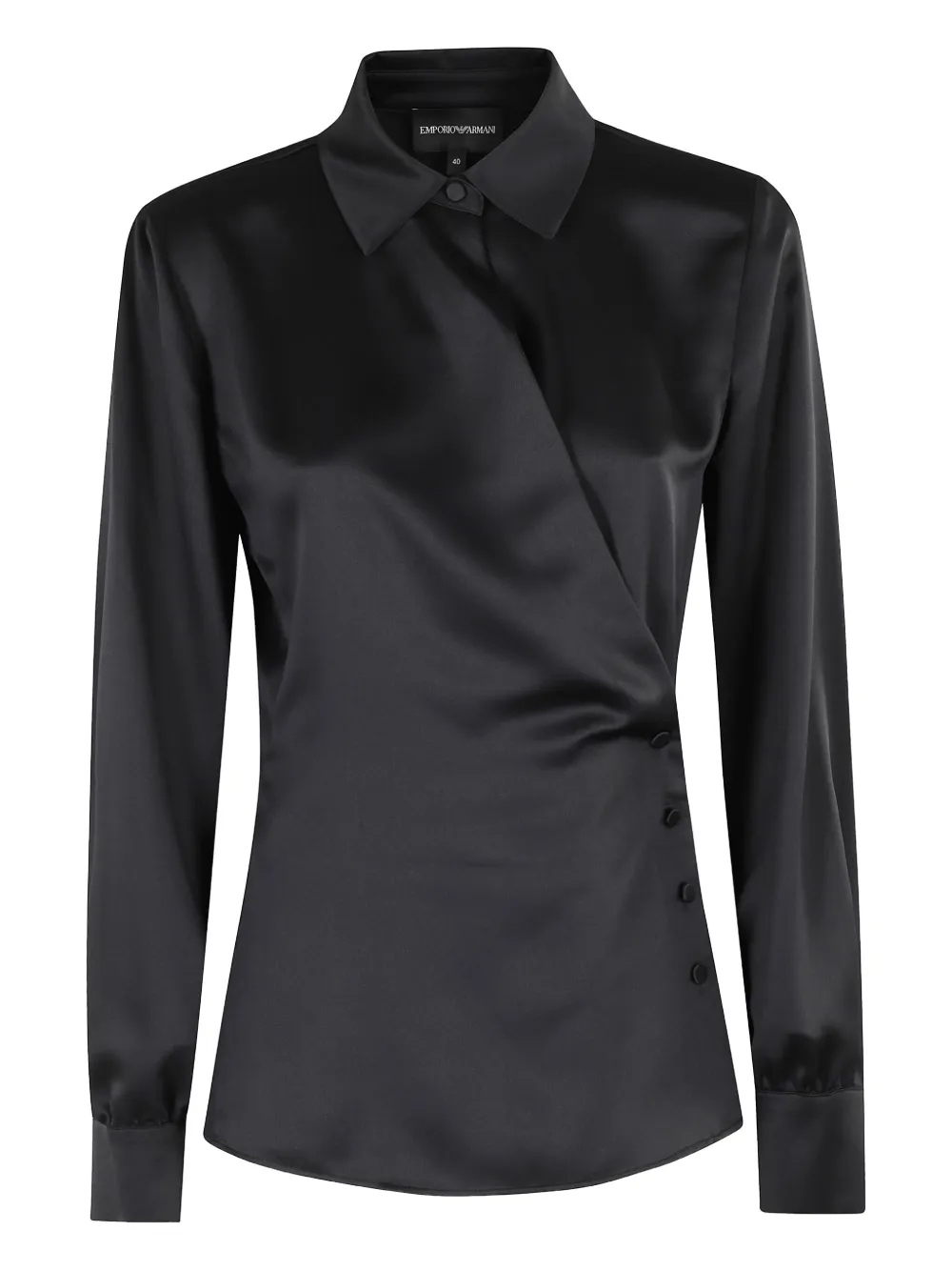 

Атласная блузка с запахом EMPORIO ARMANI, черный