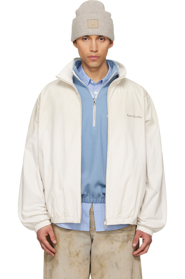 

Acne Studios Куртка Off-White с логотипом и застежкой-молнией