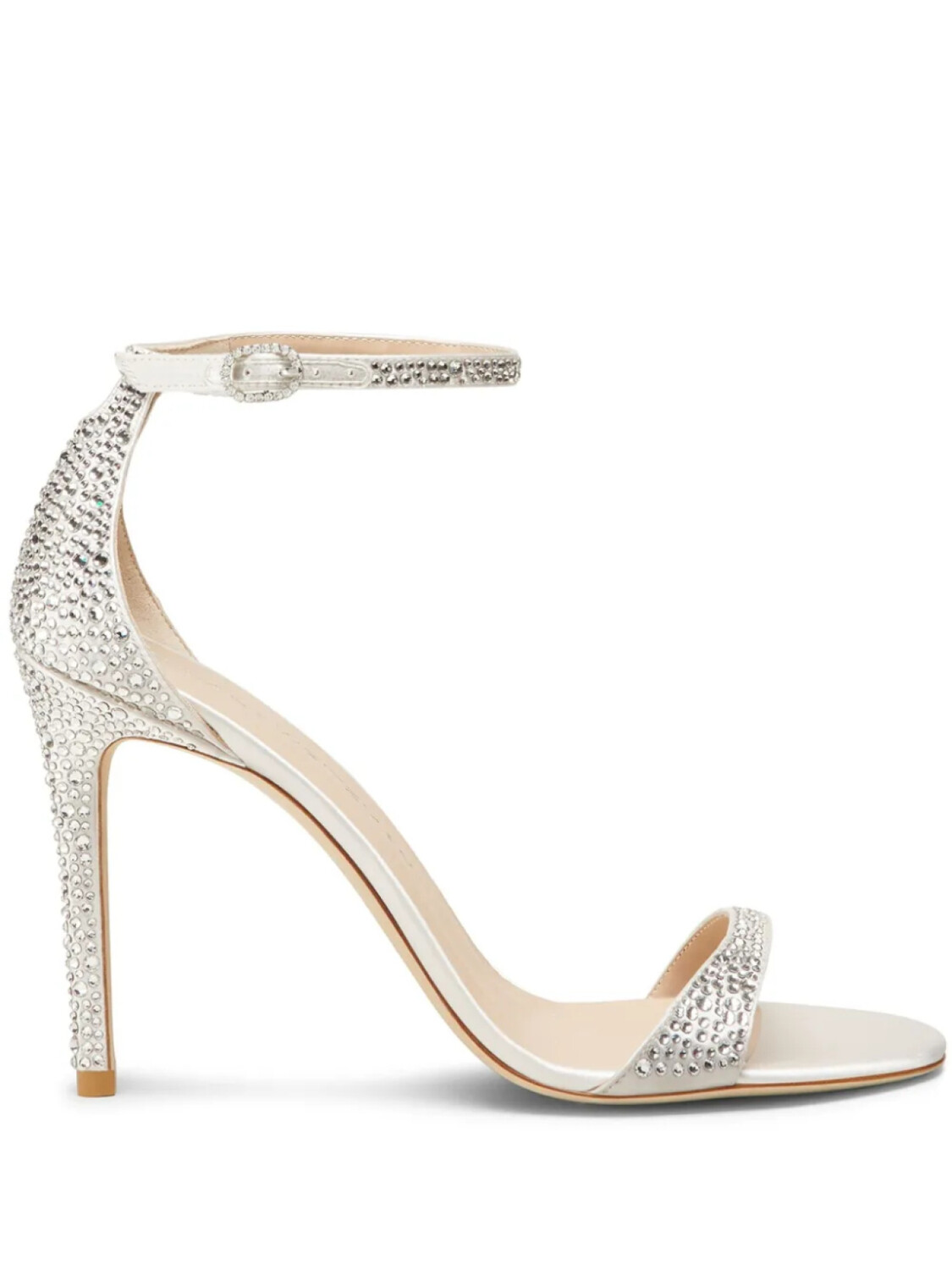 Сандалии Stuart Weitzman 100 мм Nudist Shine, серебряный