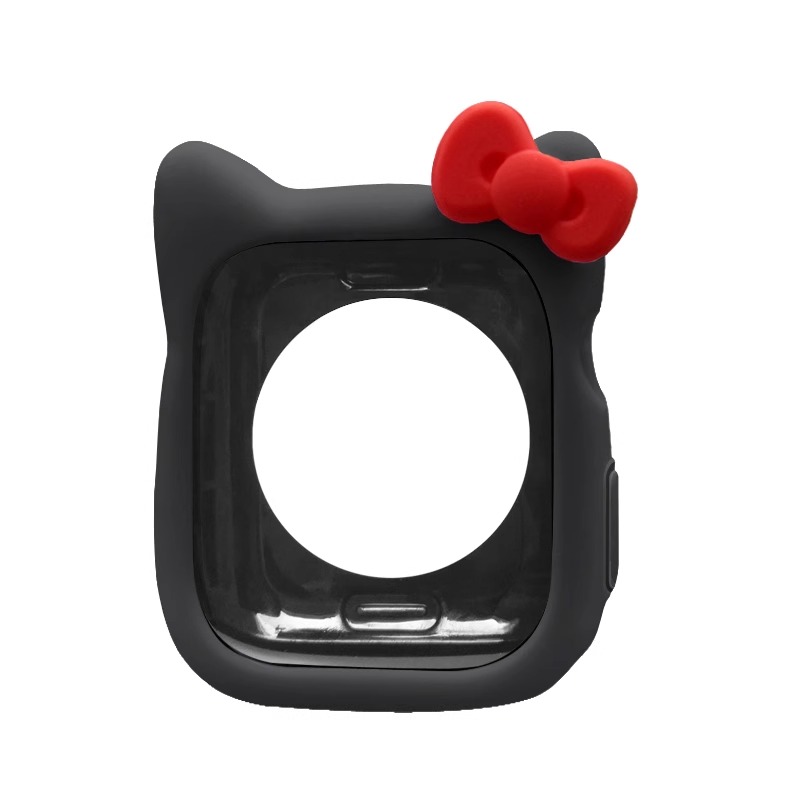 

IBOANN Часы Protective Case Apple Silicone Case Material ApplewatchS9, Bow silicone protective case - black and red