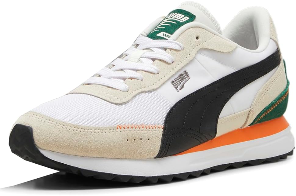 Мужские кроссовки PUMA Road Rider из замши с шнуровкой, повседневные - белые — фото 2