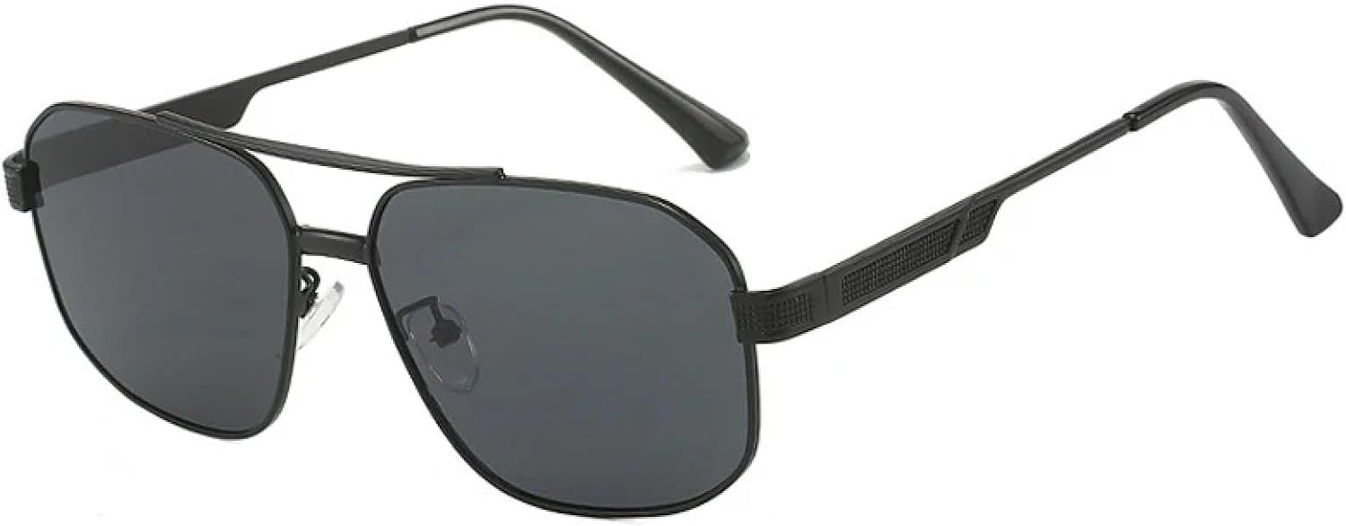 

Солнцезащитные очки с металлическим двойным оправом, большие, для женщин и мужчин, класса люкс, для активного отдыха, велоспорта, рыбалки, с защитой от УФ-излучения UV400 TKKTLLT, Black Gray