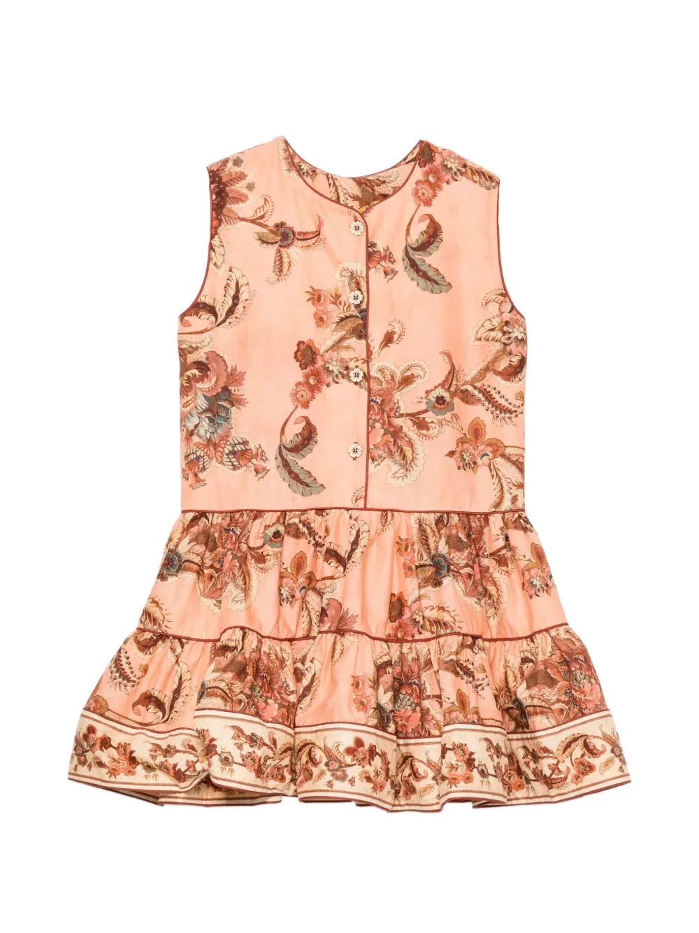 Многоярусное платье с цветочным принтом Zimmermann Kids, оранжевый — фото 2