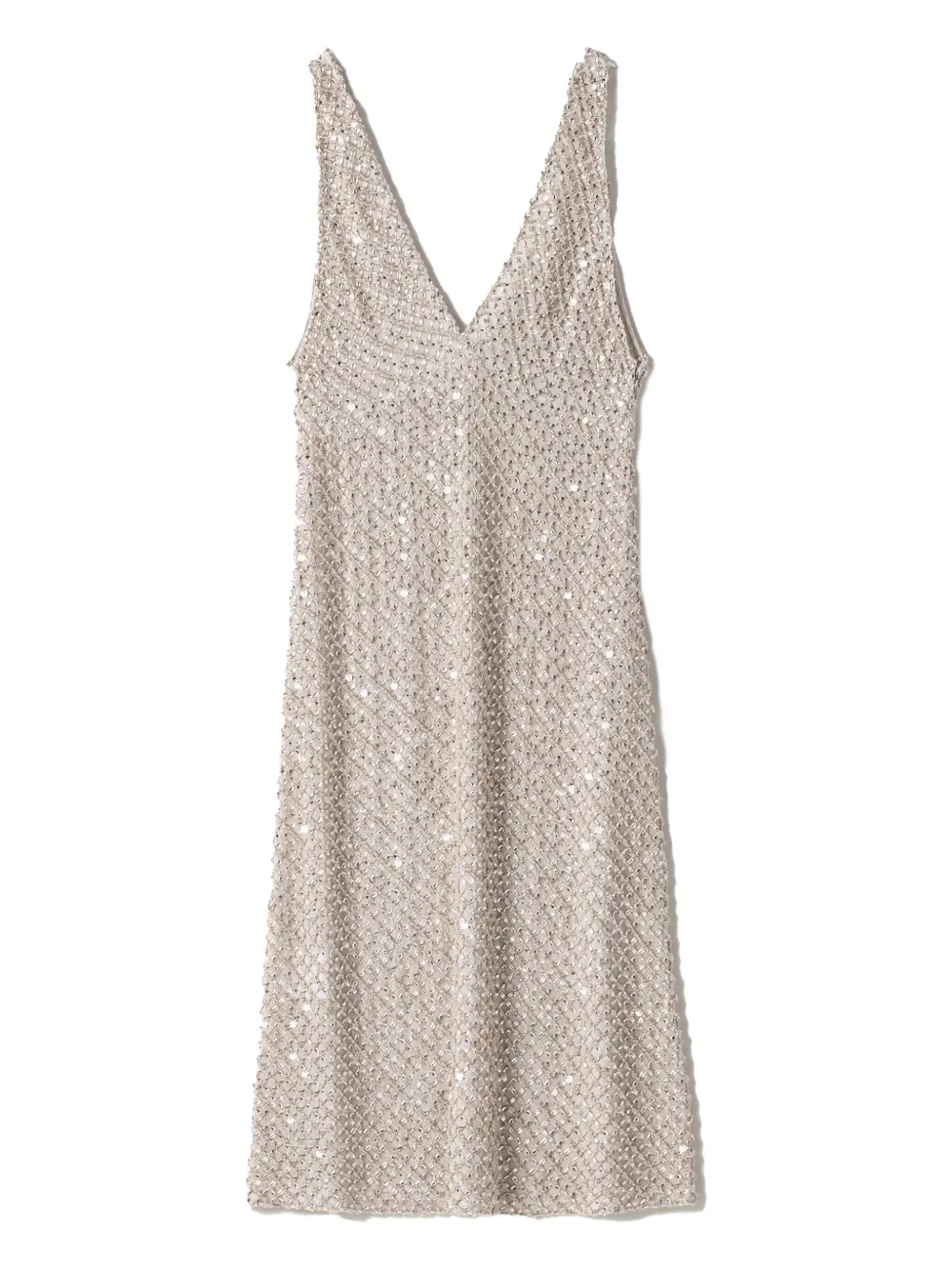 

Платье из шифона с вышивкой Miu Miu, нейтральный