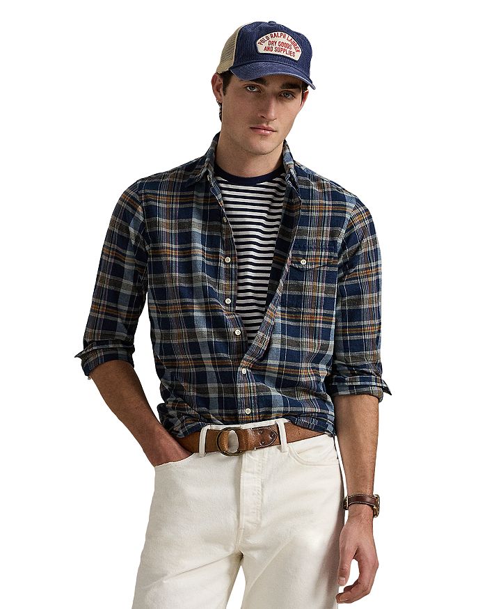 

Классическая рубашка индиго в клетку Madras Polo Ralph Lauren, мультиколор