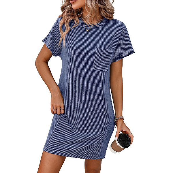 

Женское повседневное платье миди с коротким рукавом и карманом в стиле color block Clearflower, Royal Blue