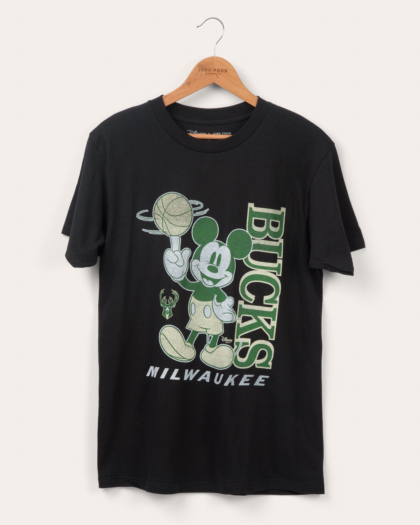 

УНИСЕКС Bucks ВИНТАЖНАЯ ФУТБОЛКА МИККИ БОЛЛЕРА Junk Food Clothing, черный