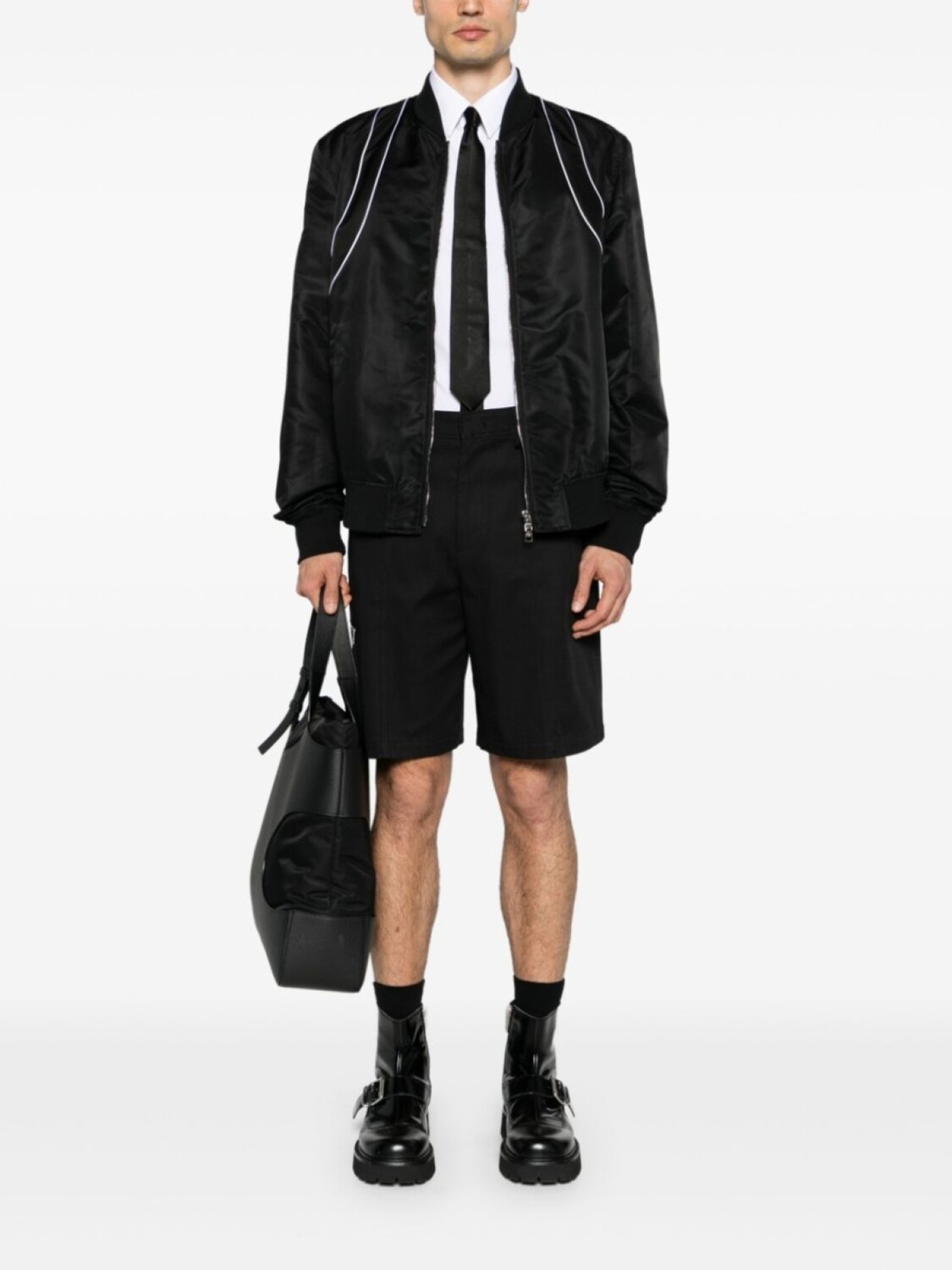 

Alexander McQueen куртка-бомбер на молнии с отделкой кантом, черный