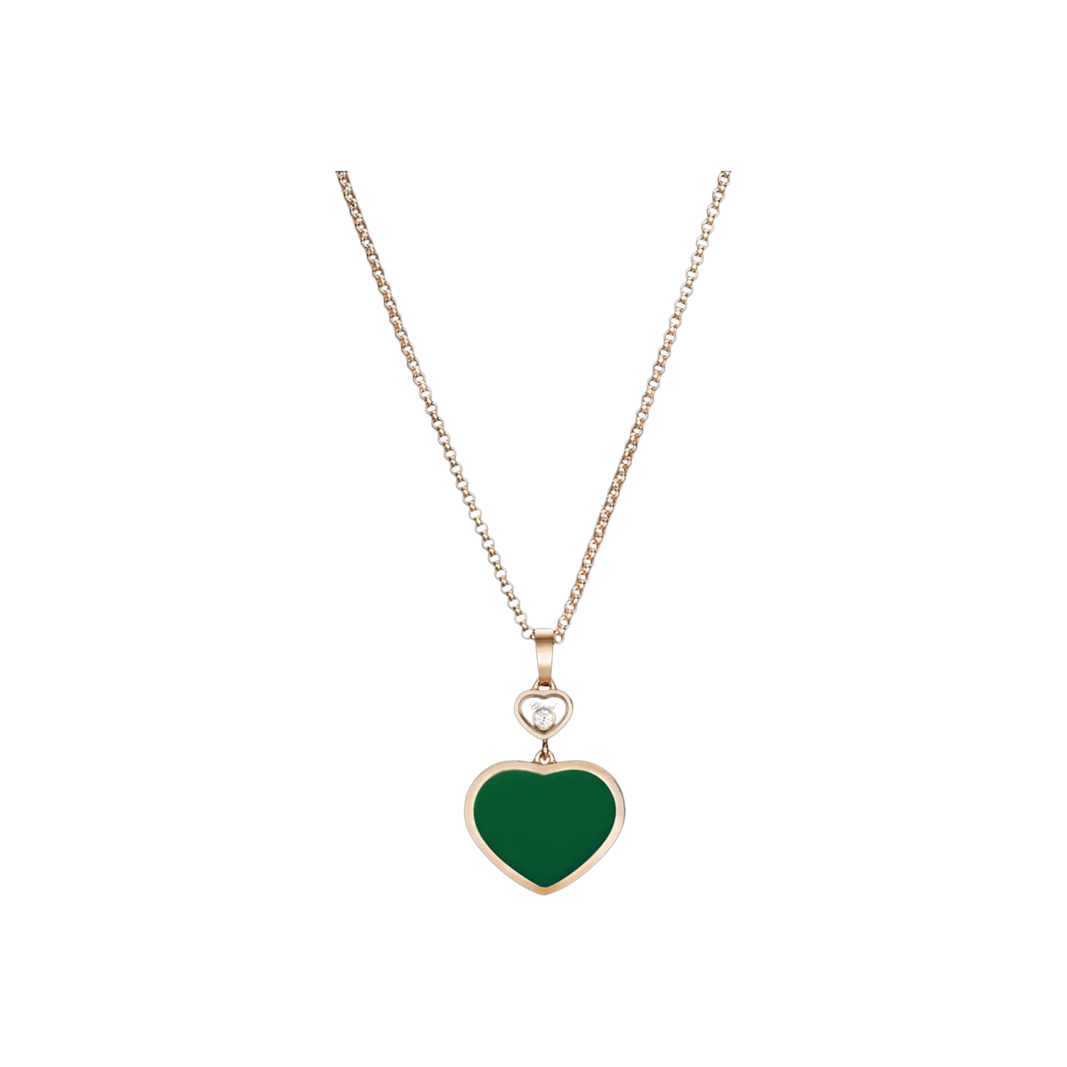 

Колье Chopard Happy hearts из розового золота с бриллиантами и зеленым агатом