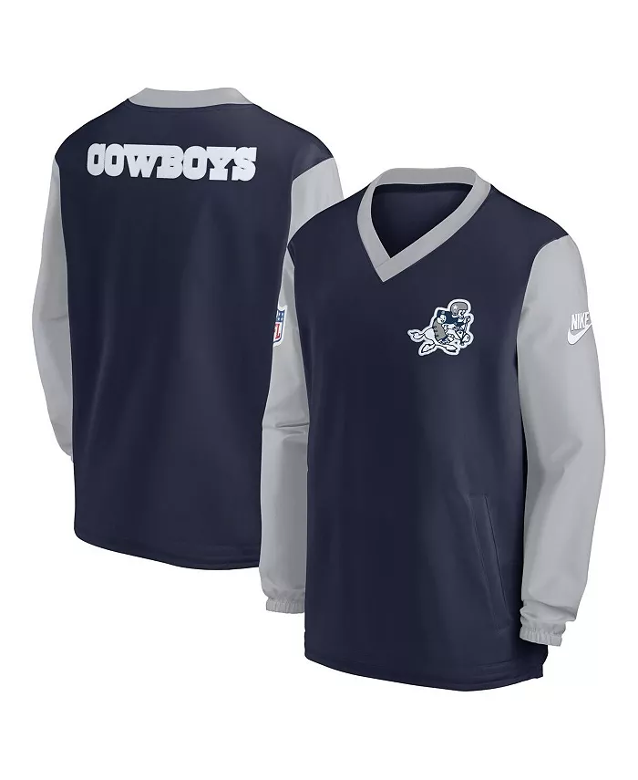 

Толстовка Men's Navy Dallas Cowboys 2023 Sideline V-Neck Pullover Windshirt Nike