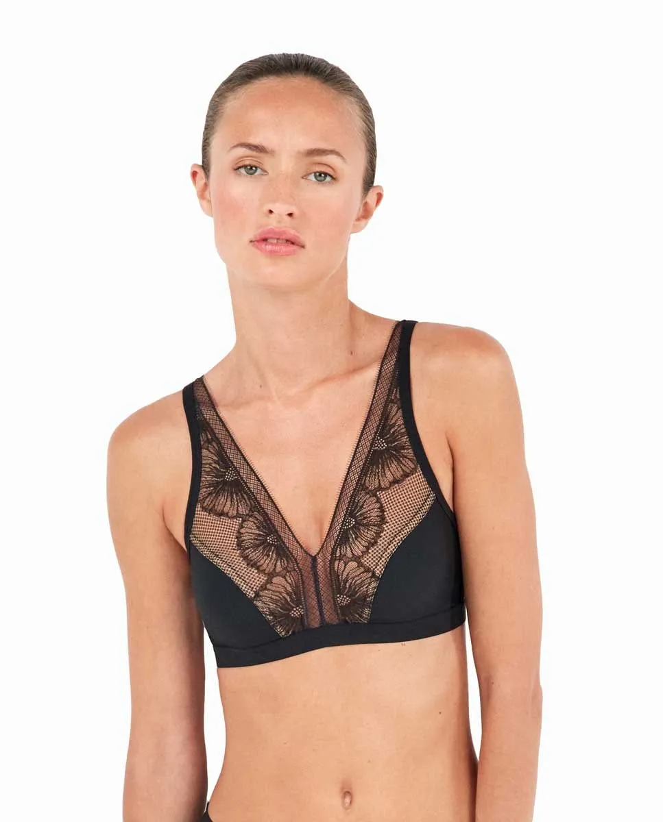 

Бюстгальтер без наполнителя с ламинированной тканью Gisela, черный