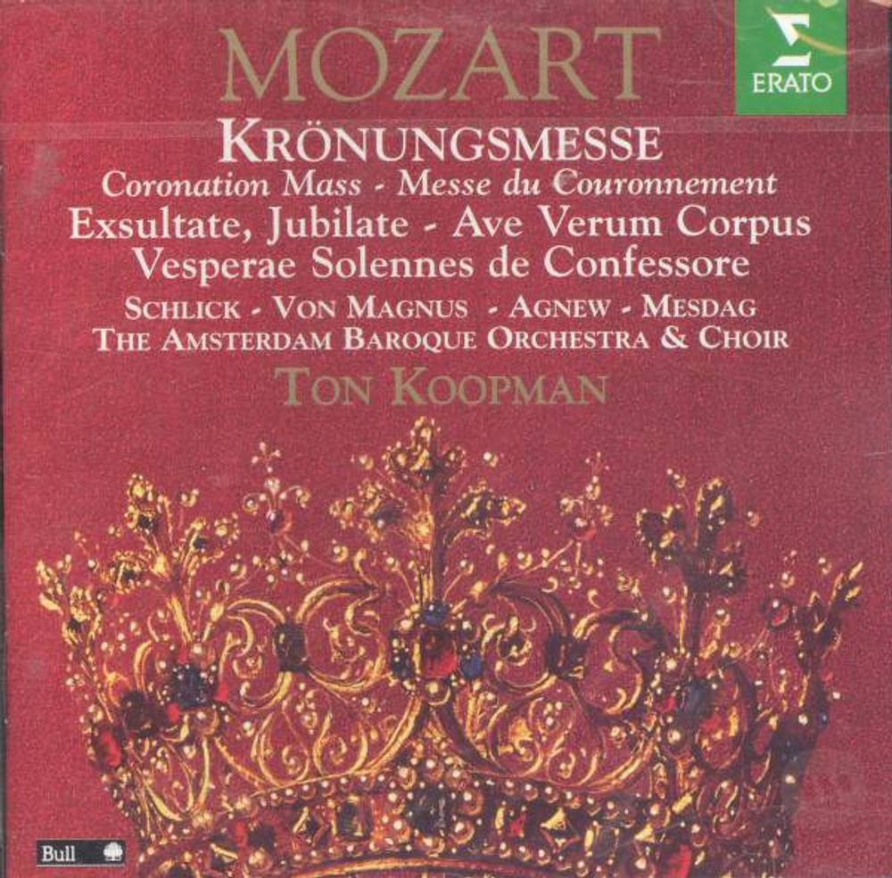 

Диск CD Mozart: Coronation Mass; Exsultate, Jubilate; Ave Verum Corpus [Import] - Wolfgang Amadeus Mozart, Ton Koopman, Barbara Schlick, Amsterdam Baroque Orchestra, Amsterdam Baroque Choir