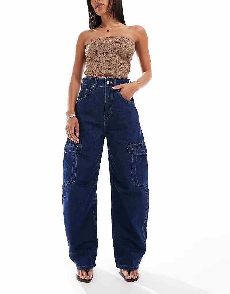 

Джинсы-бочонки ASOS DESIGN с высокой талией и карманами, цвет: полинявший