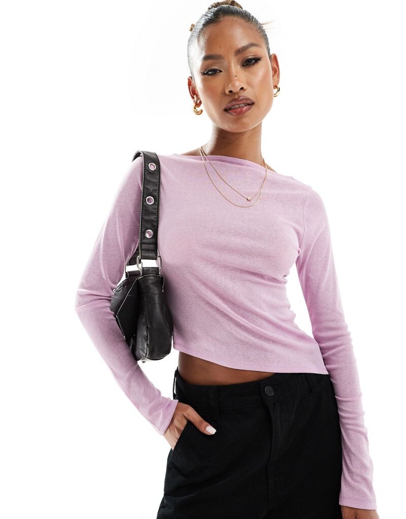 

ASOS DESIGN - Розовый сетчатый топ с асимметричным краем