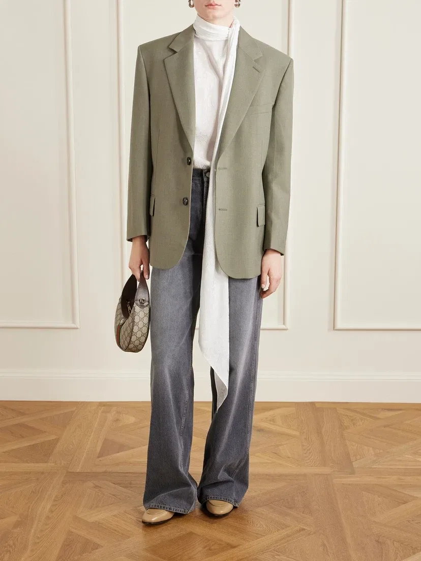 Кожаные лоферы Jordaan с деталями-трензелями GUCCI, коричневый — фото 4