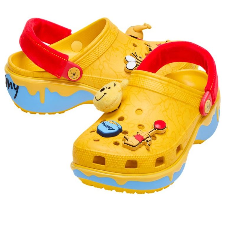 Сандалии (WMNS) Crocs x Disney Winnie the Pooh Classic Platform Clog 'Yellow Red', желтый — фото 3