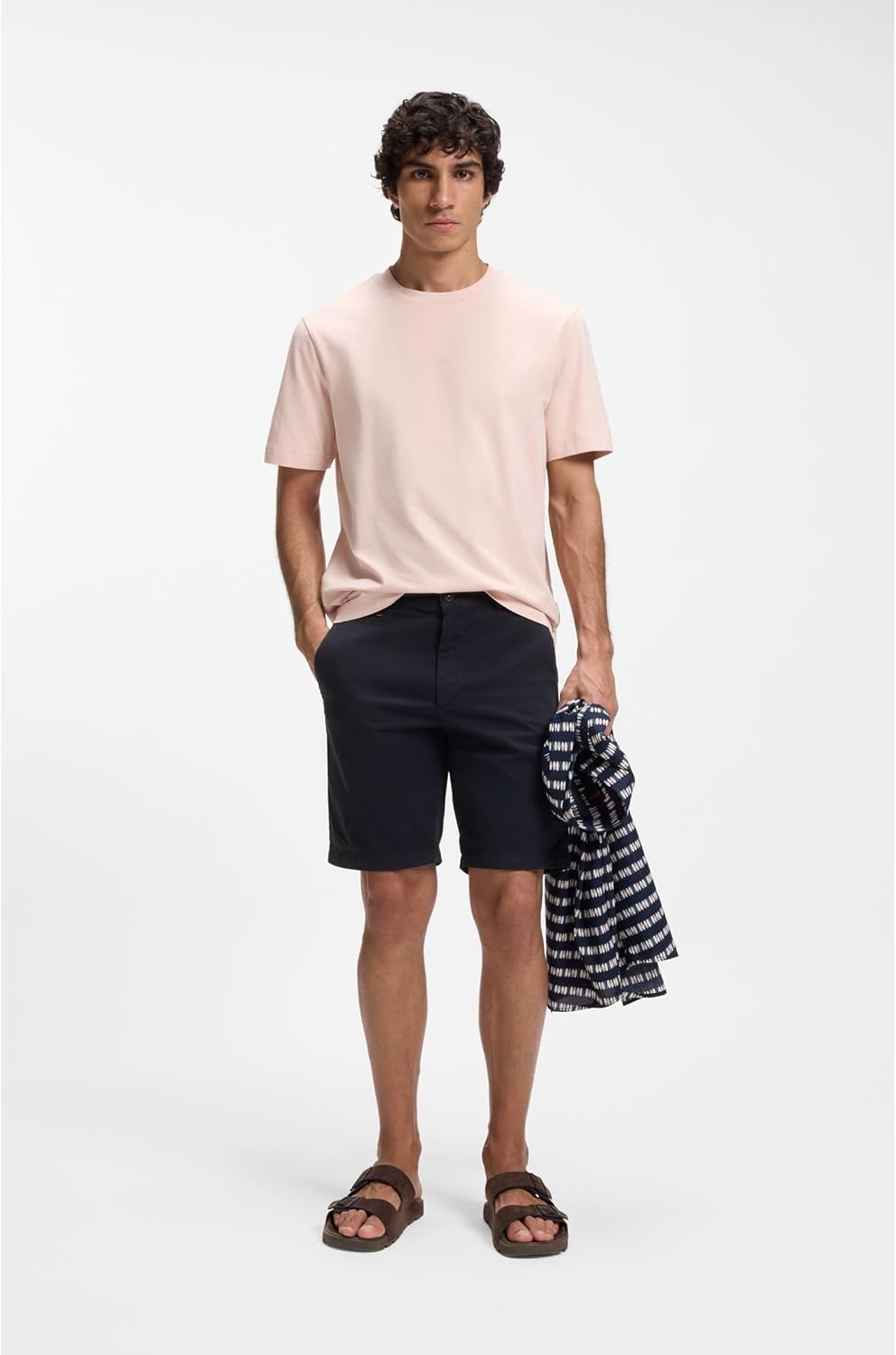 BOSS Мужские шорты Slim Fit из хлопкового твила, Dark Blue404 — фото 2