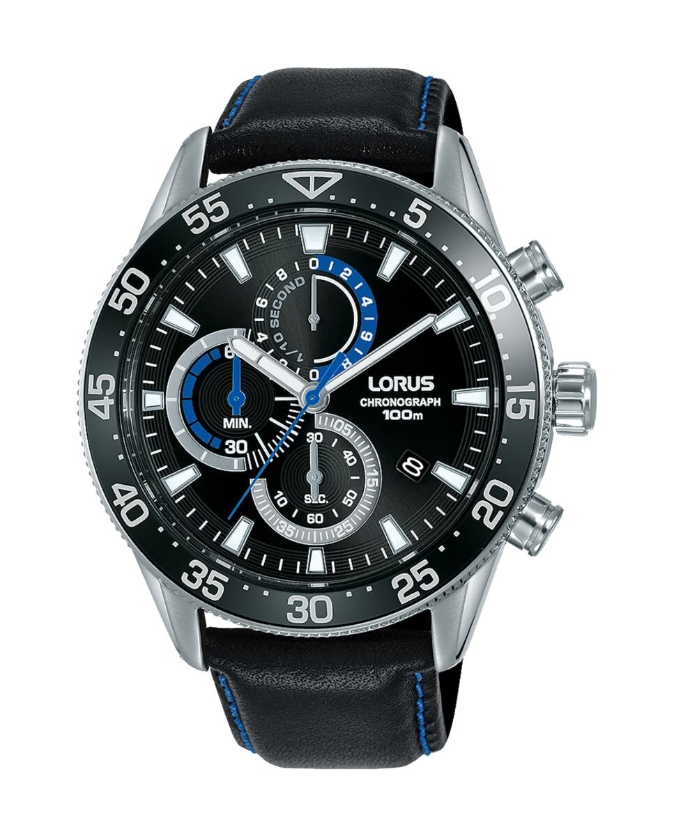

Мужские часы Sport man RM343FX9 из кожи с черным ремешком Lorus, черный
