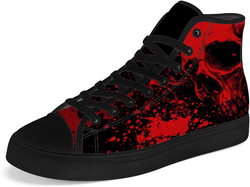 

Мужские и женские высокие кеды с черепом на шнуровке, готические высокие кеды, повседневная обувь Chebing, красный