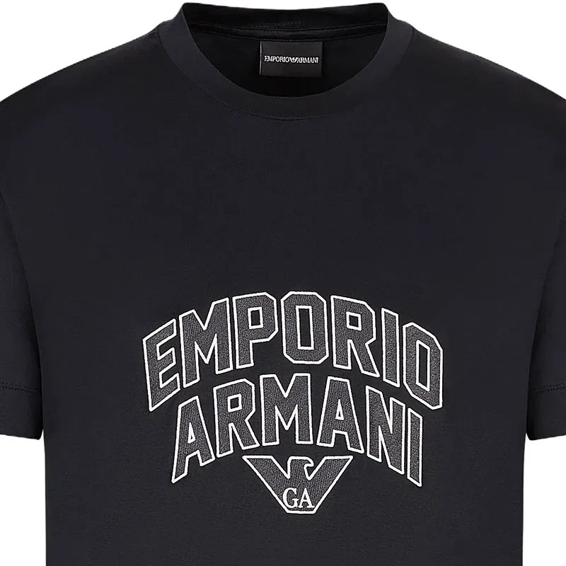 Футболка мужская black, crew neck, moderate straight fit EMPORIO ARMANI — фото 4