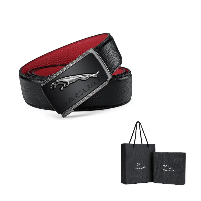 

JAGUAR Кожаный ремень из бычьей кожи для мужчин черный шириной 3.5 см, Black