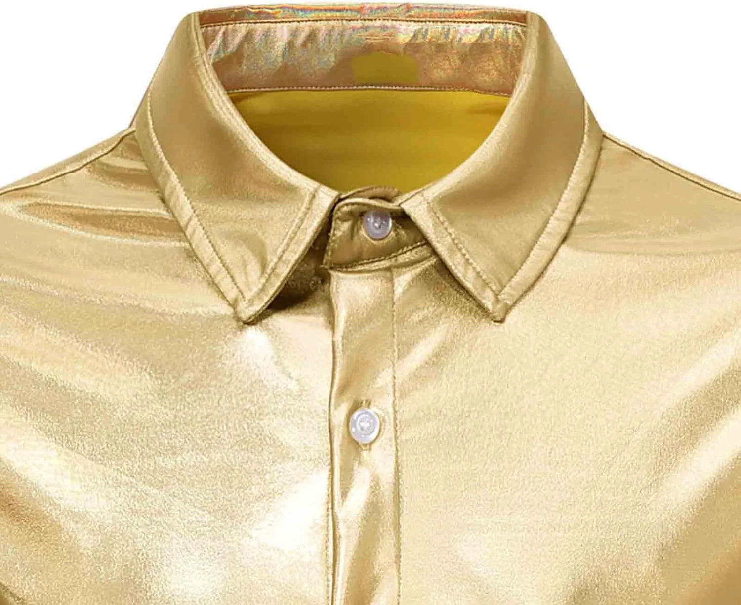 Рубашка мужская Metallic Glitter с коротким рукавом в стиле 70s Disco — фото 4