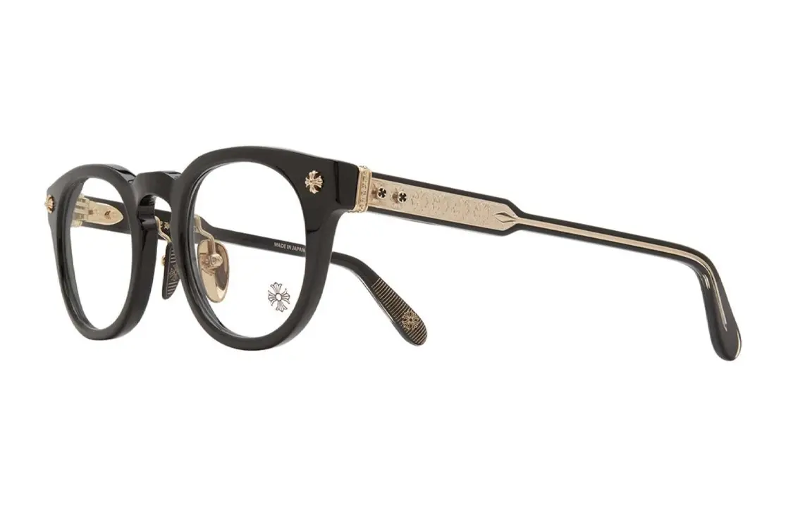 

Овальные оправы для очков с пластиной и металлом унисекс Chrome Hearts, черный/золотой