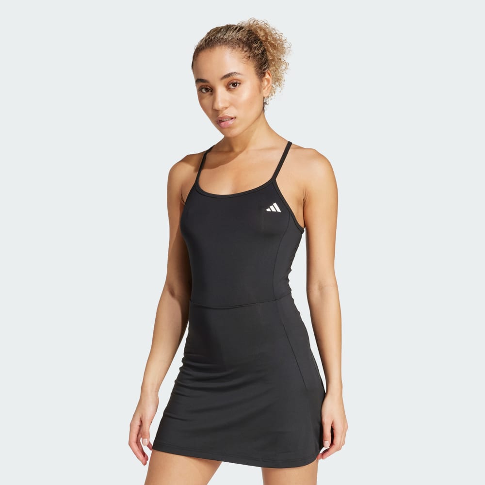 

Платье Adidas Train Essentials Workout Dress With Integrated Shorts, черный/белый