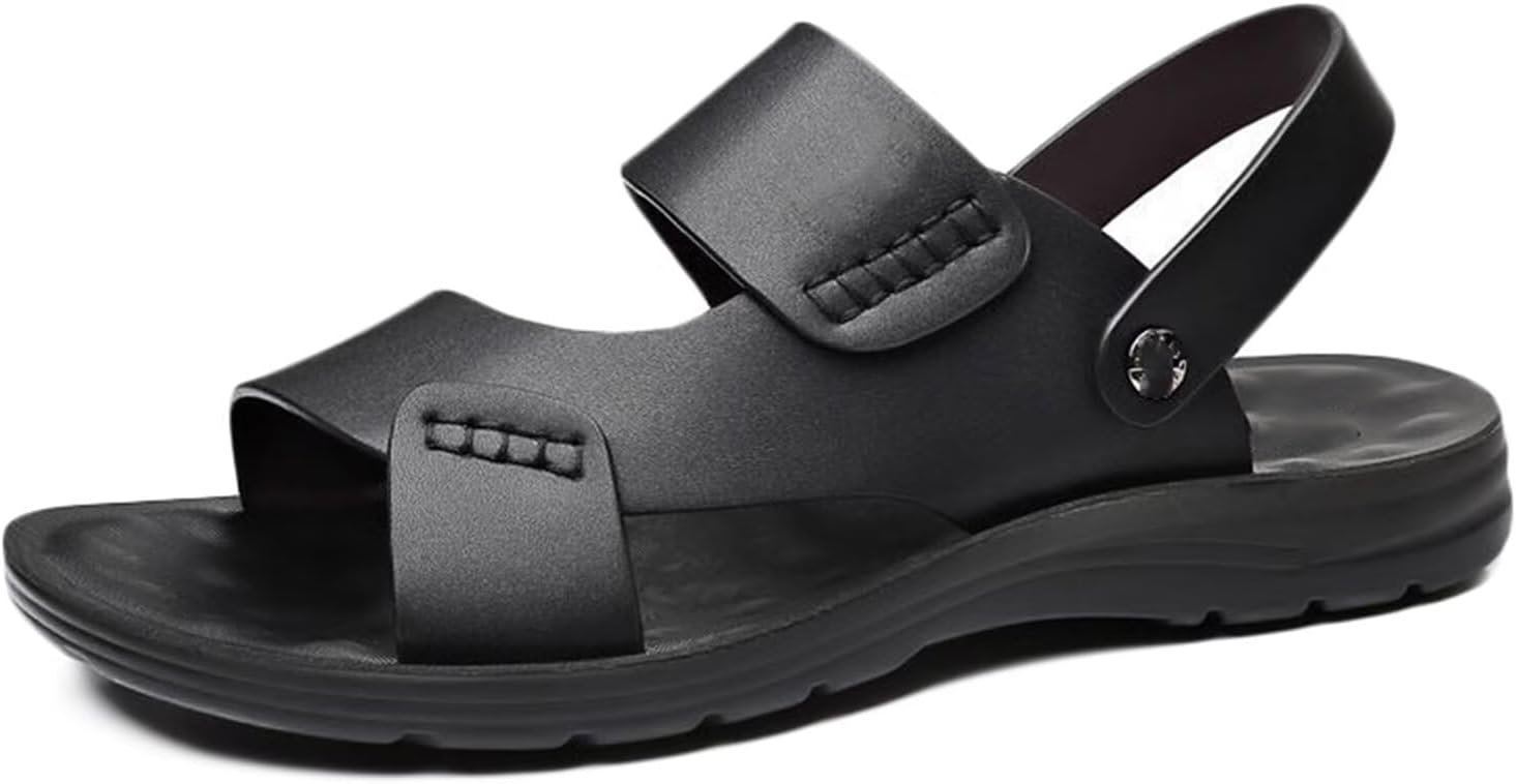 

Мужские кожаные сандалии для походов, спортивные сандалии для ходьбы, летние повседневные тапочки, пляжная обувь для воды, сандалии Fisherman Hnvavq, черный