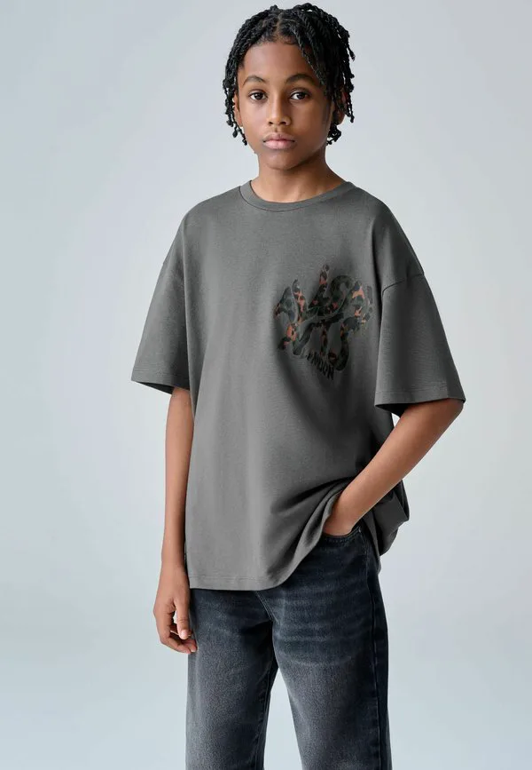 Футболка с принтом Smallsaints, Charcoal Grey Leopard