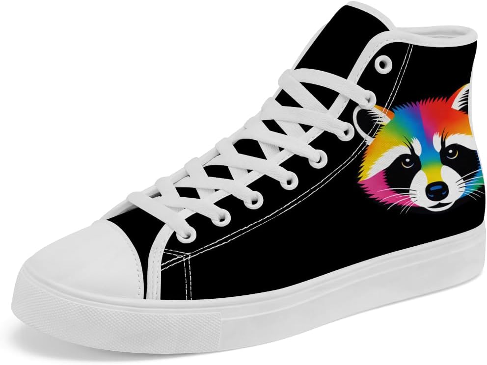 

Кеды Raccoon высокие на шнуровке для женщин и мужчин, повседневные кеды Chebing, черный