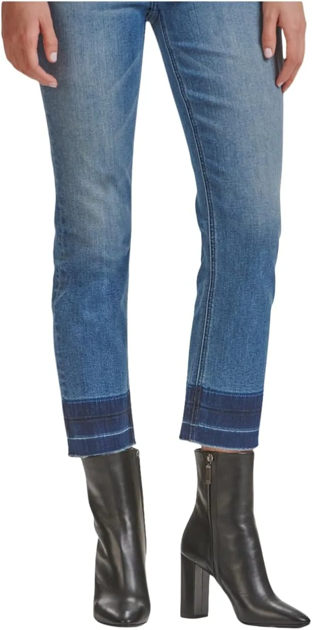 

Женские джинсы Jen7 прямые с зауженным низом и эффектом тай-дай в цвете malaga